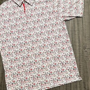 Men's Graphic Polo Shirt - Red, Black, and White